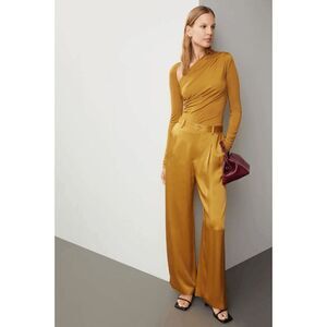 LAPOINTE Women's Asymmetric‎ Ruched Long-Sleeve Jersey Top Yellow Size 12